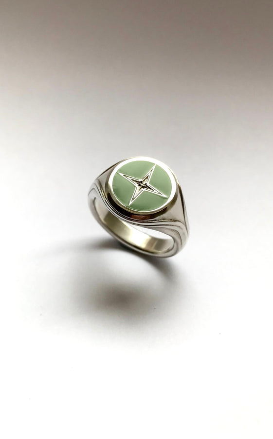 Silver & enamel star ring