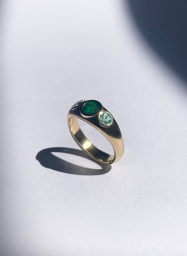 Solid Gold, Emerald & Tourmaline