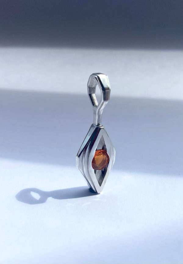 Fire Opal & Solid Silver Pendant