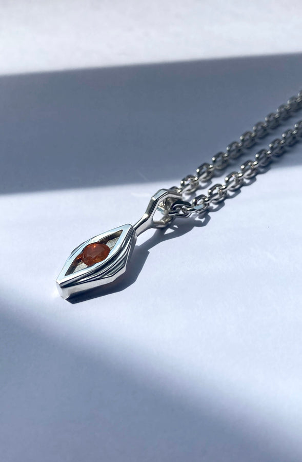 Silver & Fire Opal Necklace