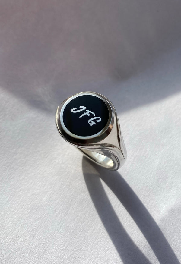 Bespoke Silver & Enamel 'Initial' Signet Ring