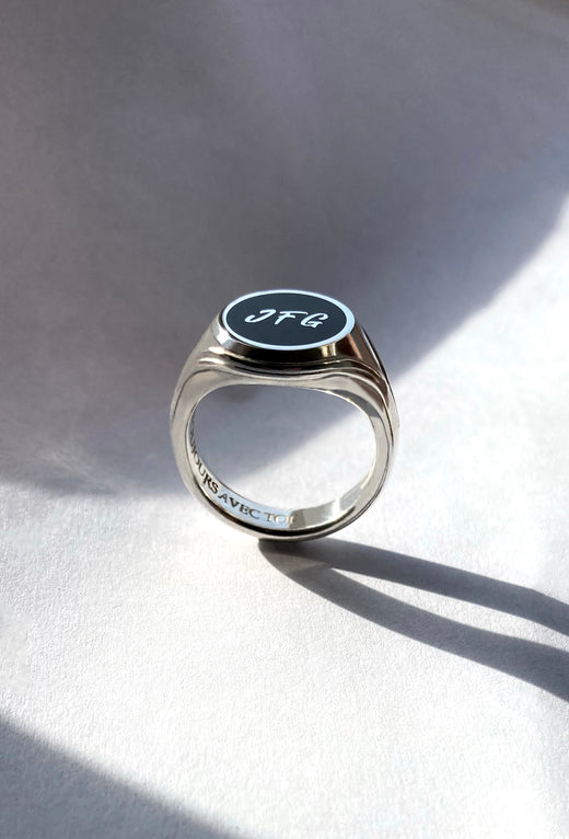 Bespoke Silver & Enamel 'Initial' Signet Ring